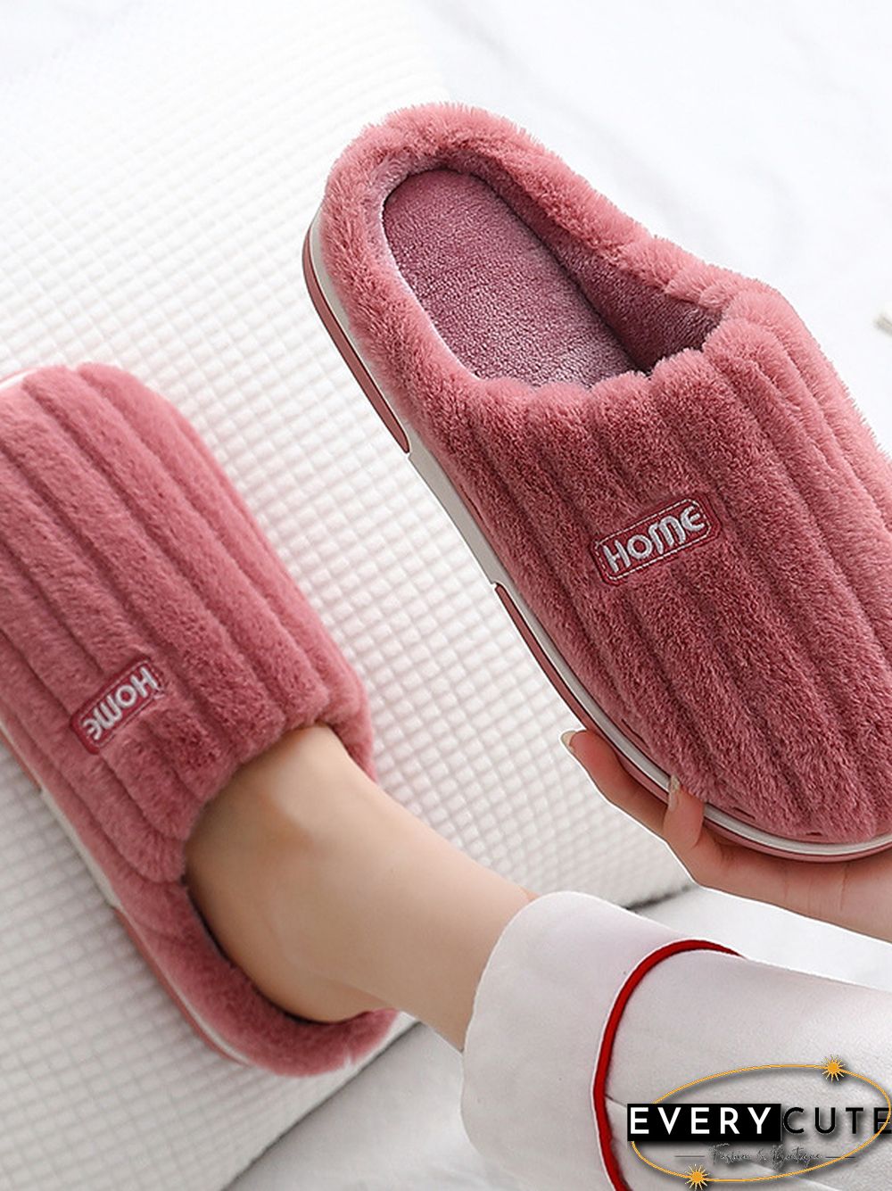 Indoor Warm Non-Slip Solid Color Slippers