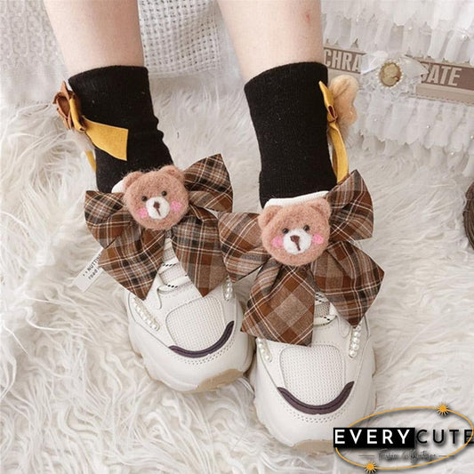 Sweet Bear Cartoon Bow Lace Up Sneakers