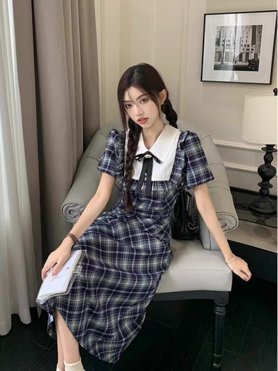 Genevieve Dark Academia Plaid Dress