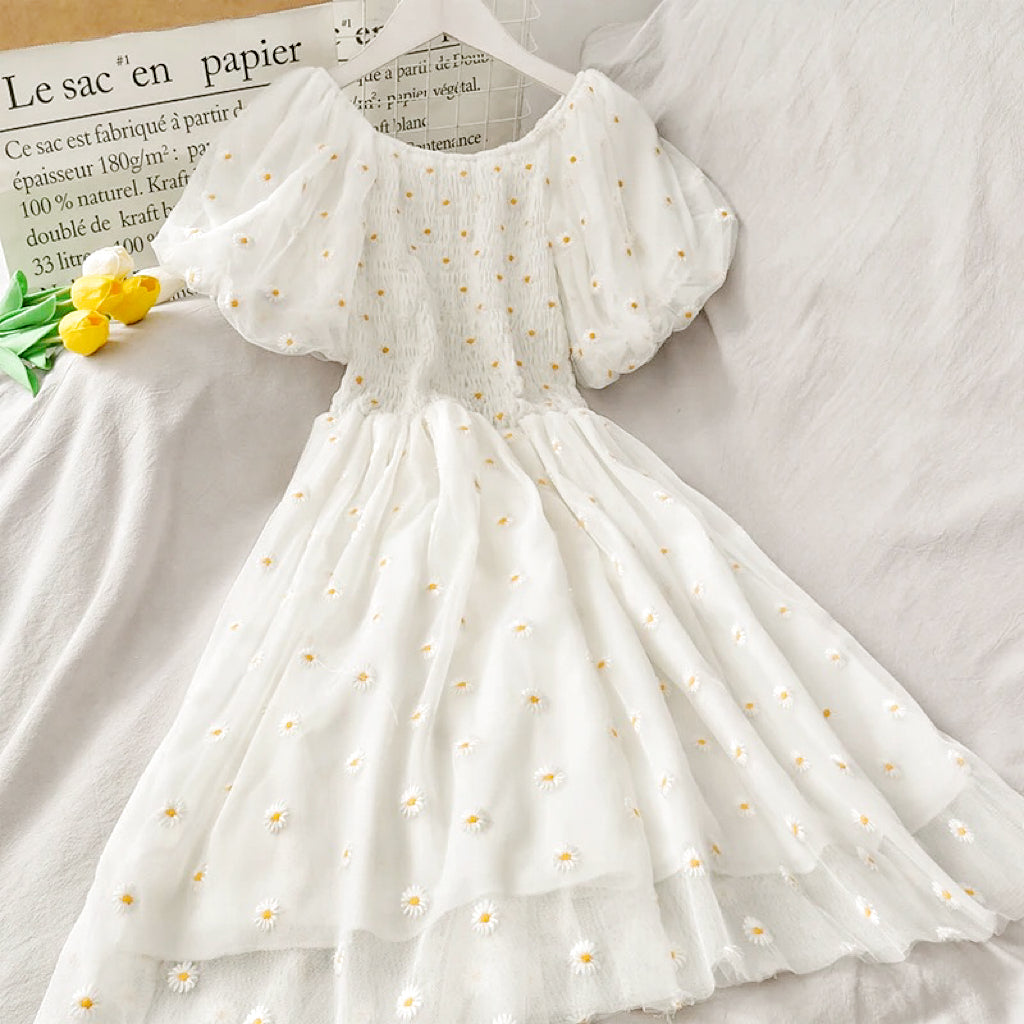 Daisy Embroidered Tulle Fairy Summer Dress