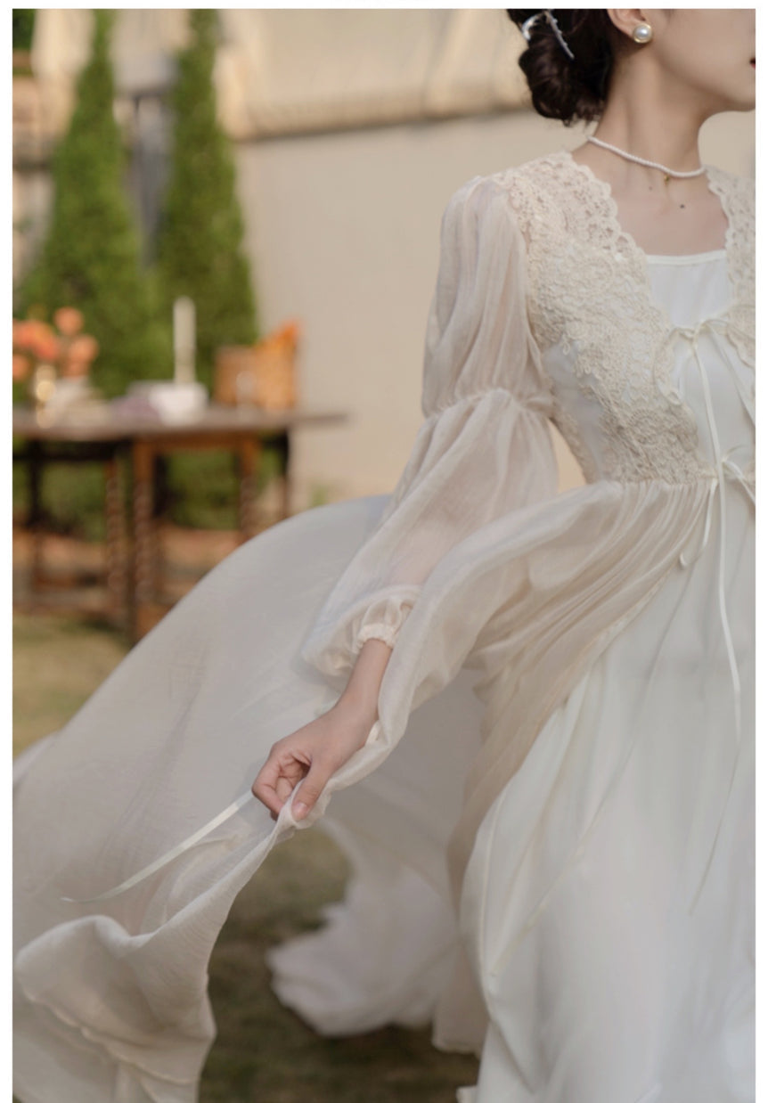 Drifting in The Breeze Romantic Royalcore Long Train Dress