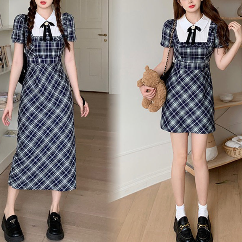 Genevieve Dark Academia Plaid Dress