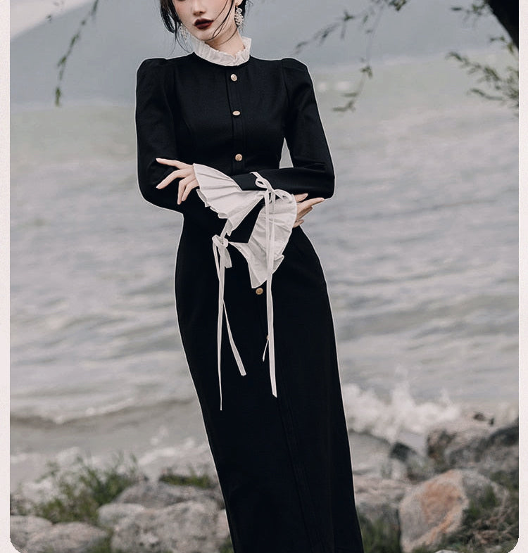 Vamp Lady Black Witchy Dark Academia Dress