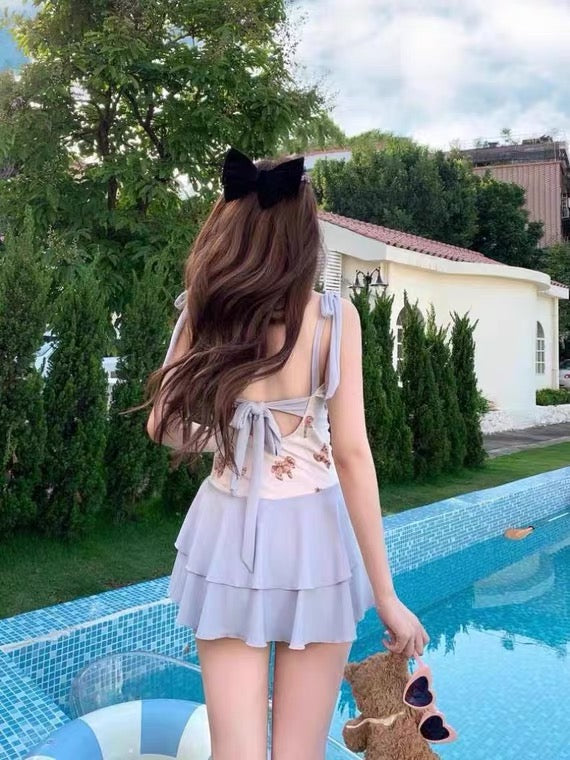 Kawaii Teddy Bear Skirted Swimsuit