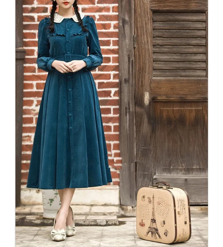 Morena Blues Cottage Witch Corduroy Dress