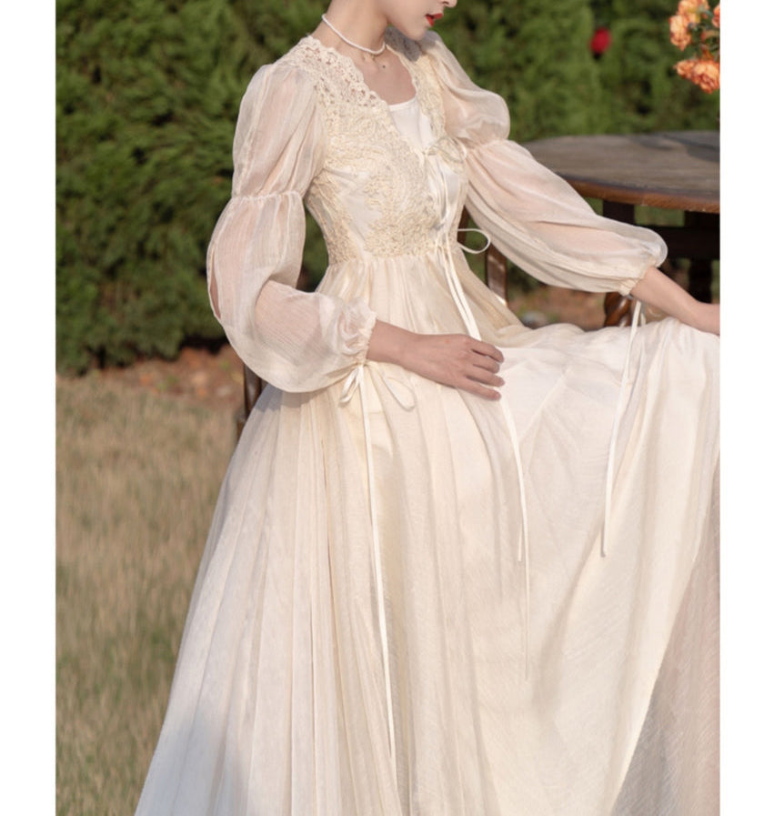 Drifting in The Breeze Romantic Royalcore Long Train Dress