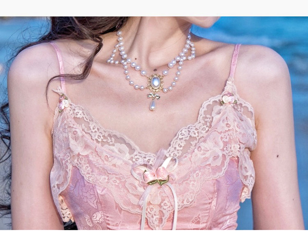 Josephine Pearl Necklace+Dress Set - Romantic Royalcore Princess Dress