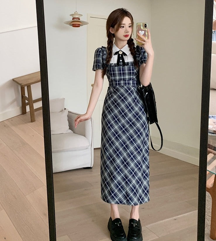 Genevieve Dark Academia Plaid Dress