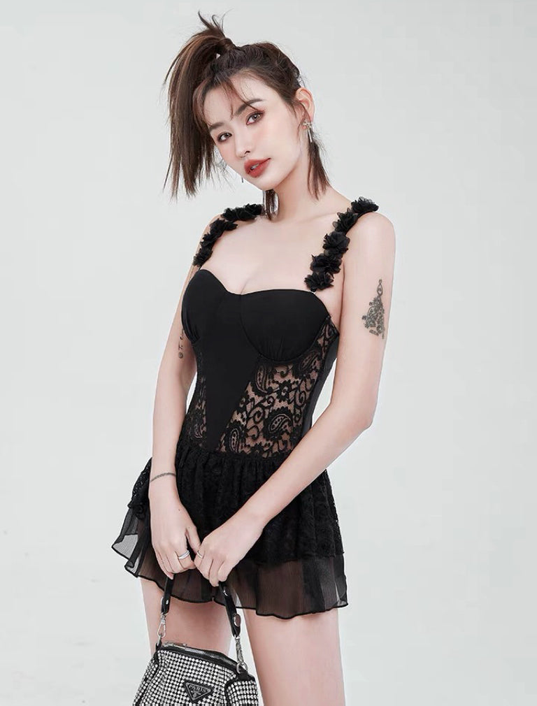 Edna Black Lace Swimsuit