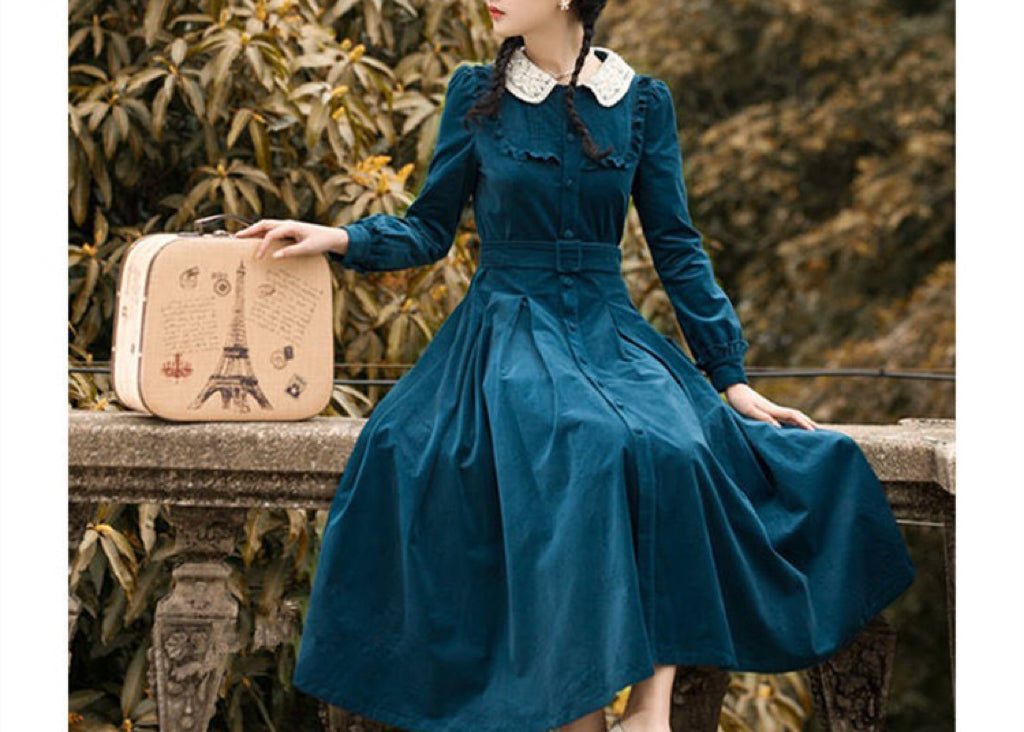 Morena Blues Cottage Witch Corduroy Dress