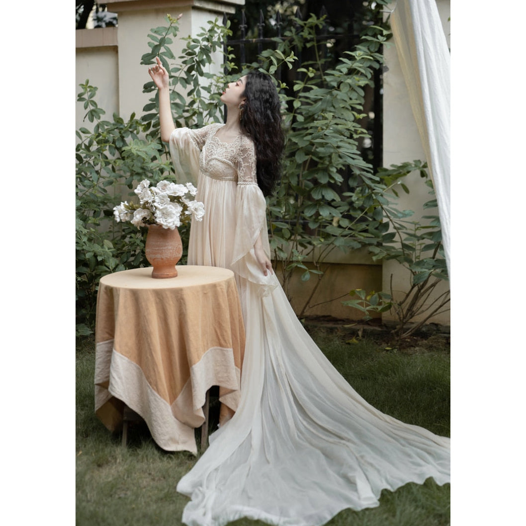 Secret Love Ceremony Romantic Royalcore Long Train Dress