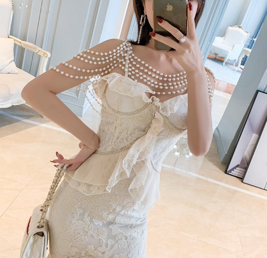 Baroque Pearl Royalcore Statement Dress