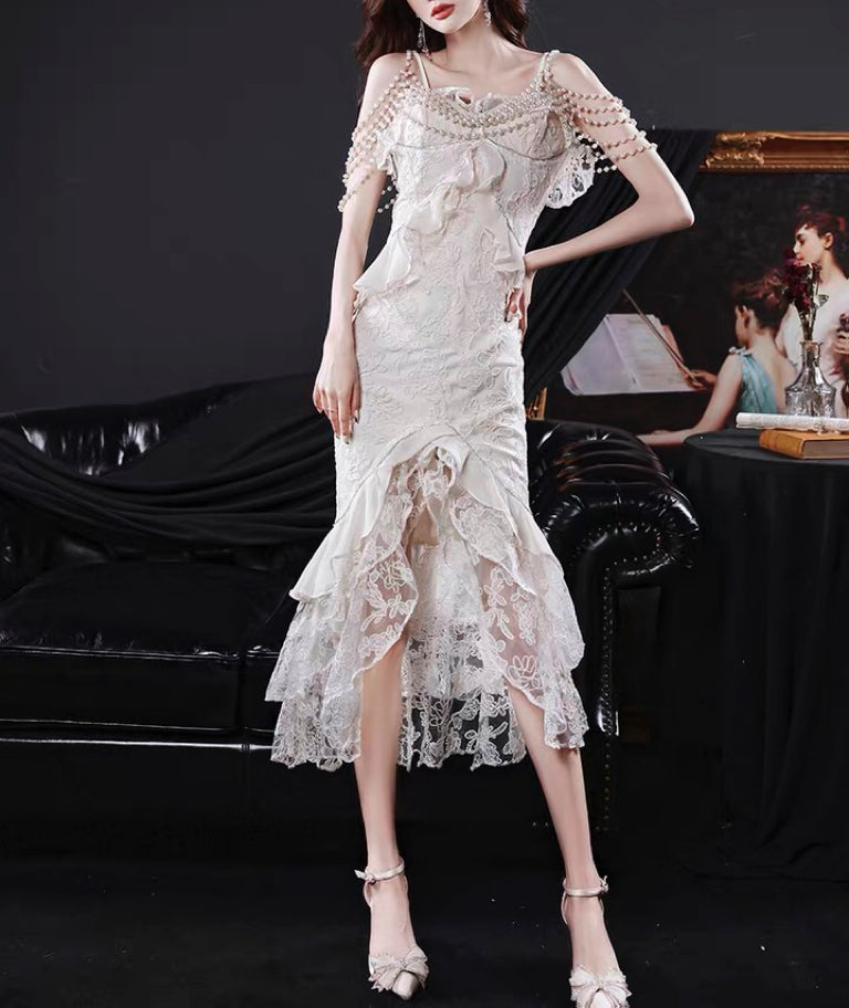 Baroque Pearl Royalcore Statement Dress