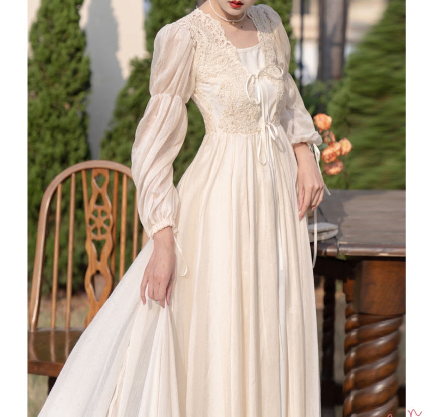 Drifting in The Breeze Romantic Royalcore Long Train Dress