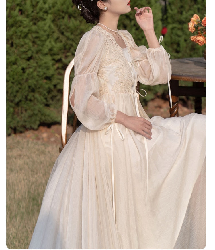 Drifting in The Breeze Romantic Royalcore Long Train Dress