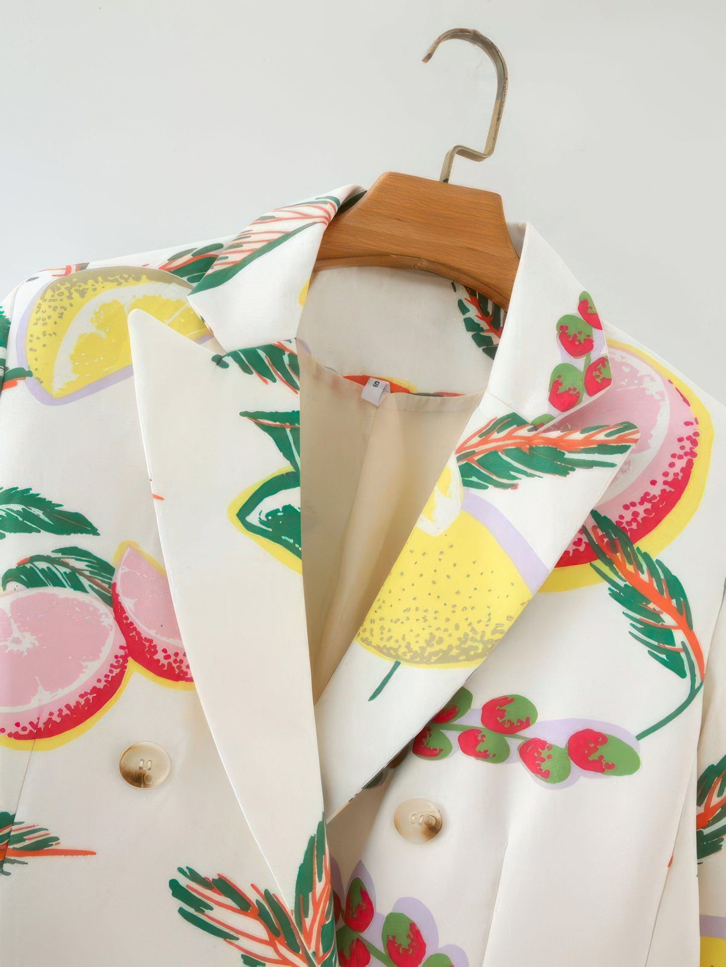 Lemon Print Double Breasted Jacket