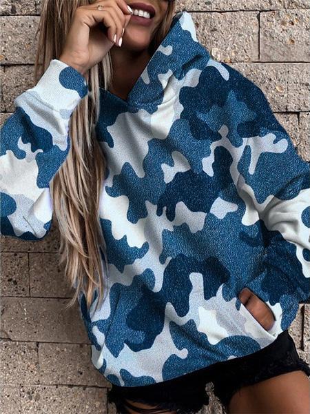 Women's Hoodies Camouflage Print Pocket Casual Hoodie