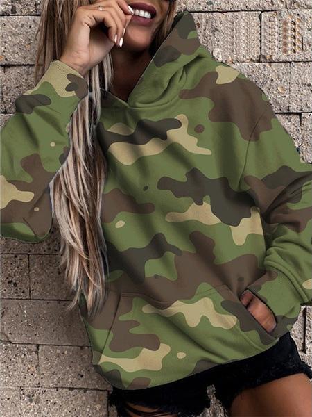 Women's Hoodies Camouflage Print Pocket Casual Hoodie