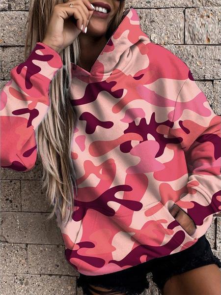 Women's Hoodies Camouflage Print Pocket Casual Hoodie