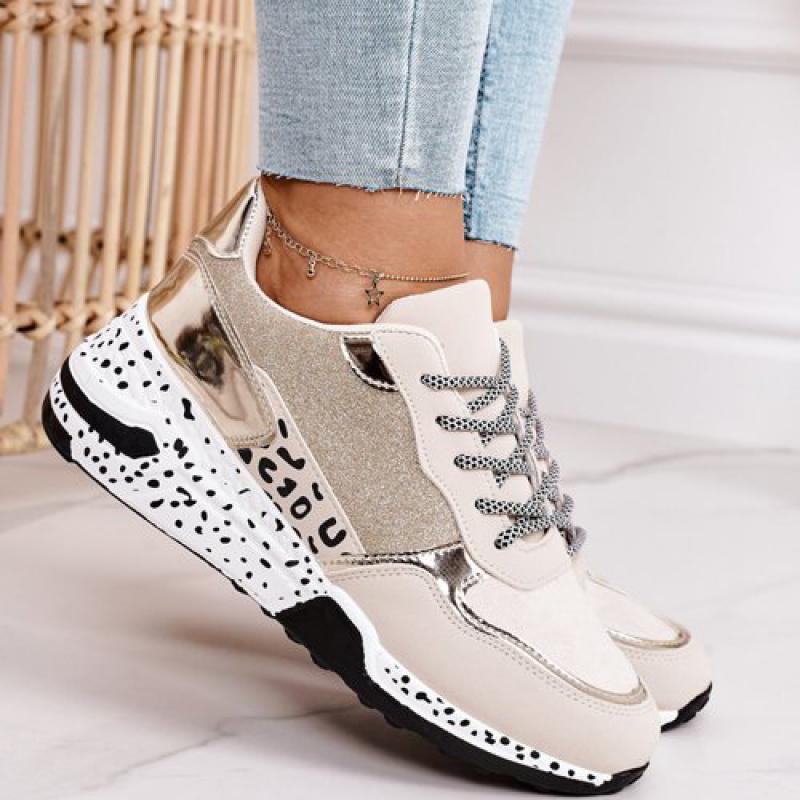 Women Sneakers Lace-Up Platform Sports Shoes for Women Breathable Ladies Sneakers Leopard Print Women's Vulcanize Shoes