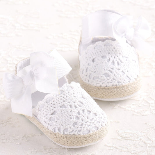 WONBO Baby Girl Newborn Shoes Spring Summer Sweet Very Light Mary Jane Big Bow Knitted Dance Ballerina Dress Pram Crib Shoe